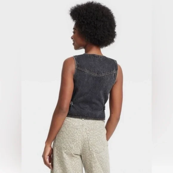 Universal Thread Black Denim Vest - New With Tags - Picture 3 of 8